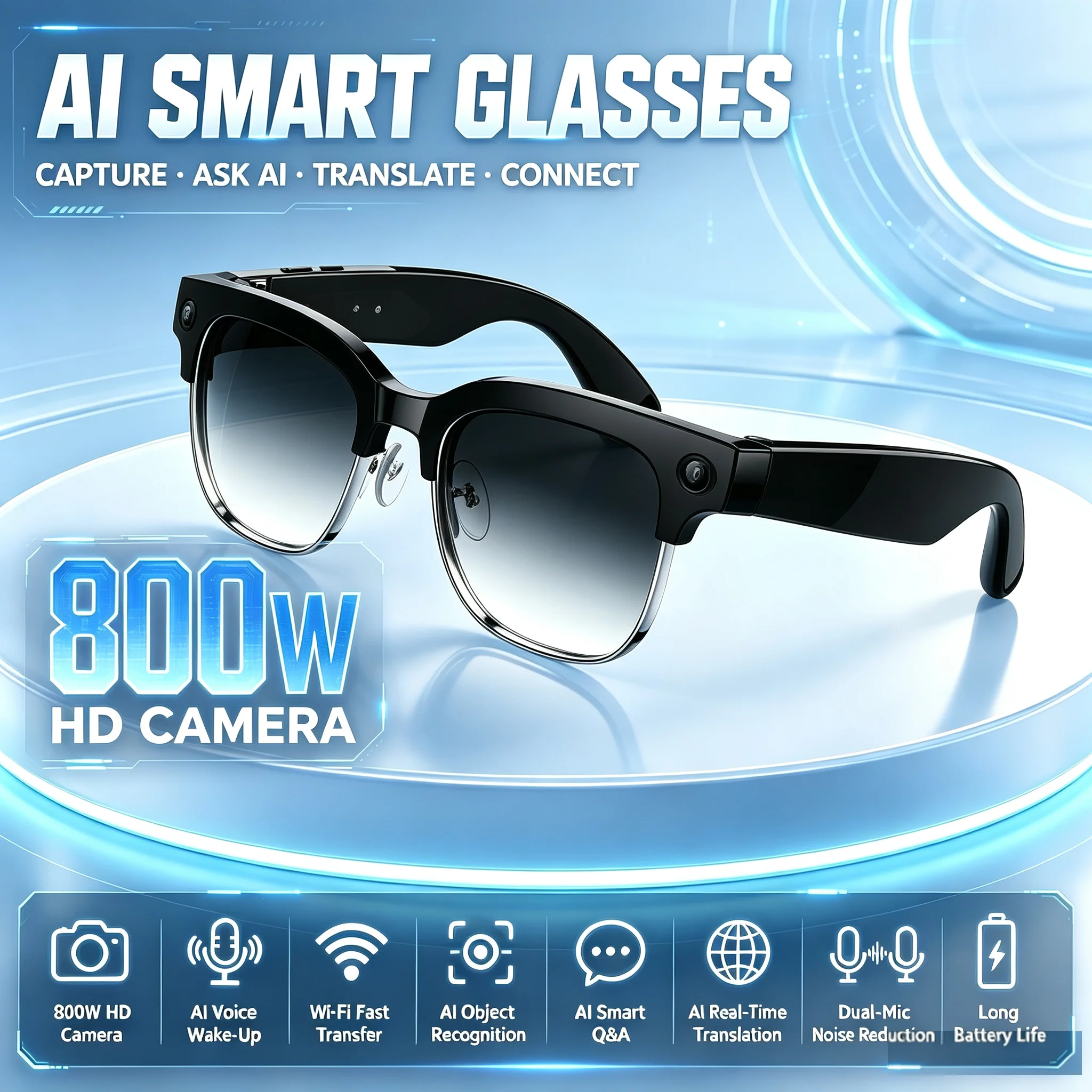 Bltouch - Lunettes intelligentes IA avec activation vocale,