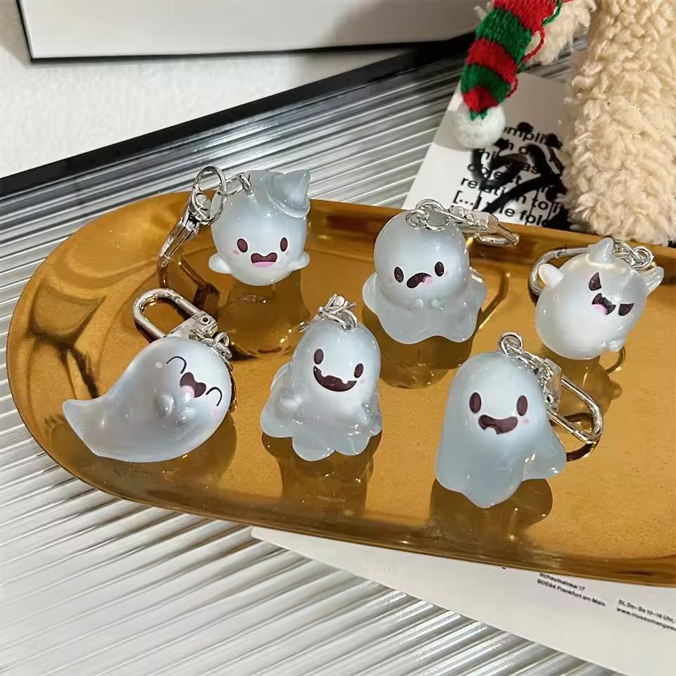 Resin - Porte-clés fantôme en gelée d'Halloween, pendentif